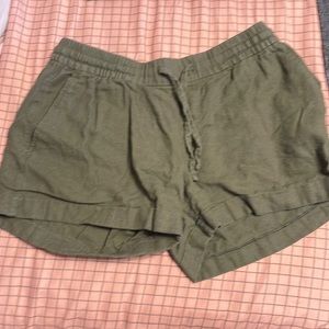 Green linen shorts